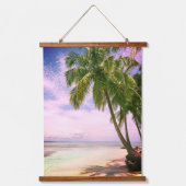 Mooie zonsondergang, zandstrand, palmbomen hangend wandkleed (Voorkant)