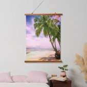 Mooie zonsondergang, zandstrand, palmbomen hangend wandkleed (Slaapkamer)