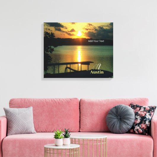 Mooie zonsondergang Zee Sky Beach Boat in Bali Cus Canvas Afdruk (Insitu (Woonkamer))