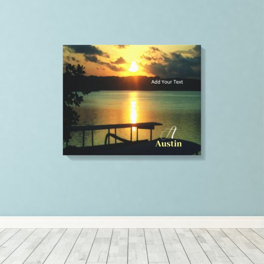 Mooie zonsondergang Zee Sky Beach Boat in Bali Cus Canvas Afdruk (Insitu (Houten vloer))