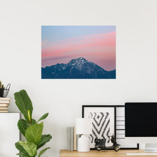 Mooie zonsondergangslucht boven berg Storžič, Slov Poster