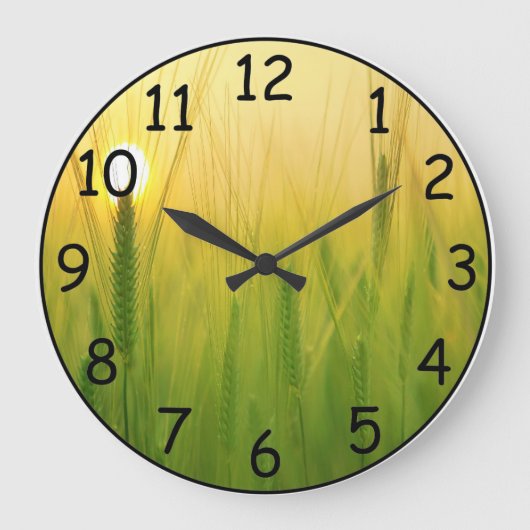 Mooie zonsopgang in een Barley Field Wall Clock Grote Klok (Voorkant)