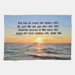 MOOIE ZONSOPGANG JOHANNES 3:16 SCHOTEL HANDDOEK
