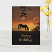 Mooie zonsopgang morning Horse Birthday Kaart (Gele Bloem)