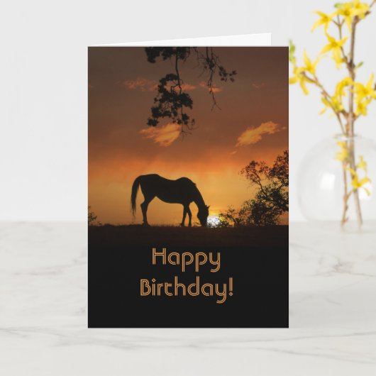 Mooie zonsopgang morning Horse Birthday Kaart (Gele Bloem)