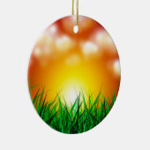 Mooie zonsopgang over een grasveld keramisch ornament (Rechts)