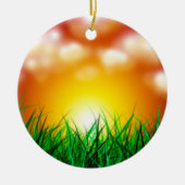 Mooie zonsopgang over een grasveld keramisch ornament (Voorkant)