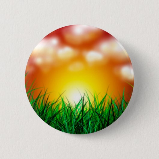 Mooie zonsopgang over een grasveld ronde button 5,7 cm (Voorkant)