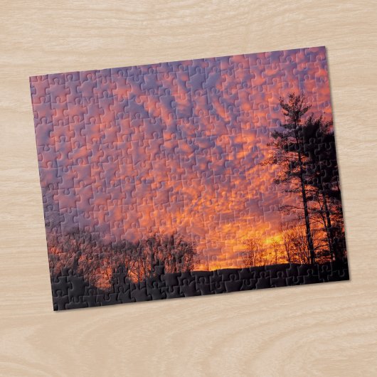 Mooie zonsopgang roze wolken foto legpuzzel