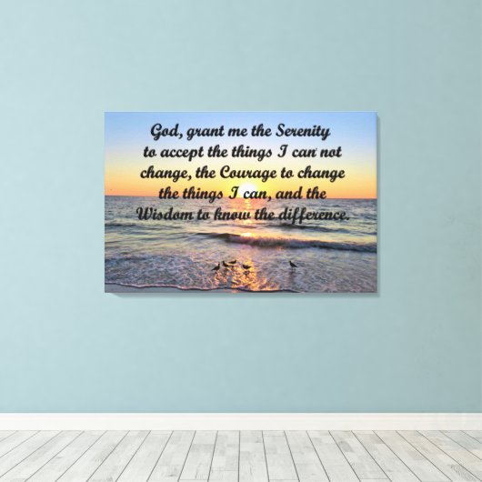 MOOIE ZONSOPGANG SERENITY GEBED CANVAS PRINT (Insitu (Houten vloer))