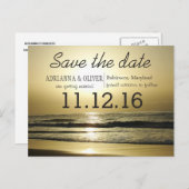 Mooie zonsopgang strand golven Save the date Aankondigingskaart (Voorkant / Achterkant)