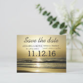 Mooie zonsopgang strand golven Save the date Aankondigingskaart (Staand voorkant)