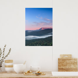 Mooie zonsopgang uitzicht op Nanos vanuit Šilentab Poster