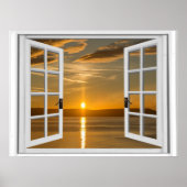 Mooie zonsopkomst Kunstmatig raam uitzicht Poster (Voorkant)