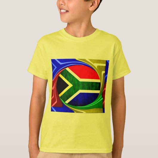 Mooie Zuid-Afrika Nationale vlag kleuren Motief T-shirt (Voorkant)