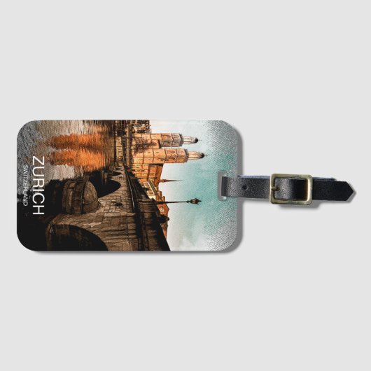 Mooie  Zürich Zwitserland City Uitzicht Bagagelabel (Voorkant (horizontaal))