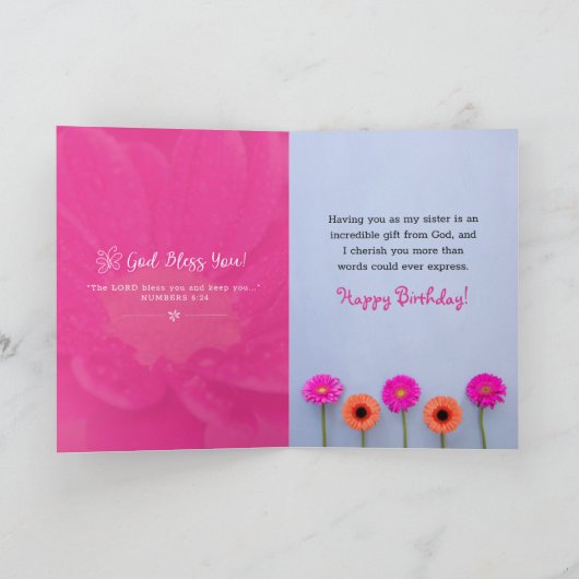 Mooie zuster Birthday Kaart (Binnen)