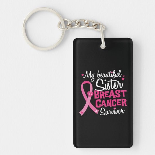 Mooie zuster Breast Cancer Survivor Brother Sleutelhanger (Voorkant)