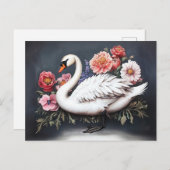 Mooie Zwaan  Bloemen Schilderij Briefkaart (Voorkant / Achterkant)