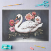 Mooie Zwaan Bloemen Schilderij Decoupage Tissuepapier (Craft)