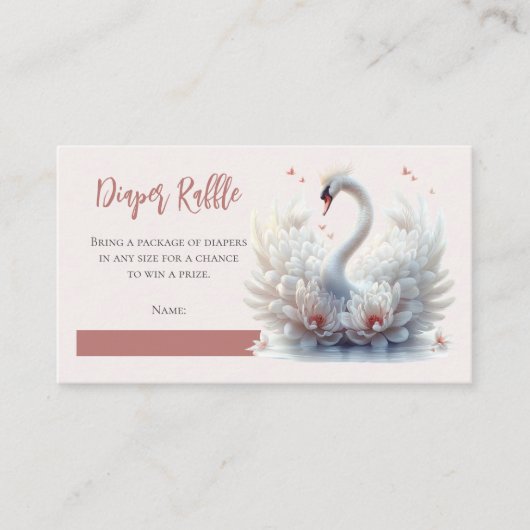 Mooie zwaan bloemenluier Baby shower Raffle Informatiekaartje (Voorkant)