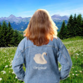 Mooie zwaan en bewerkbare tekst denim jacket