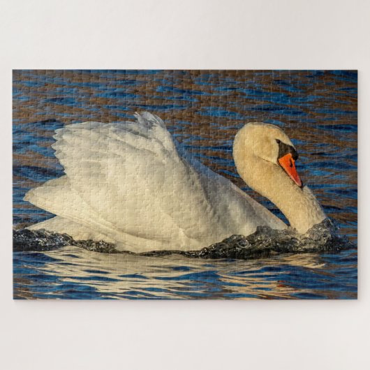 Mooie zwaan en blauw water legpuzzel (Horizontaal)