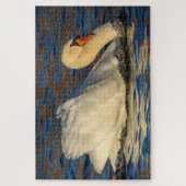 Mooie zwaan en blauw water legpuzzel (Verticaal)