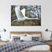 Mooie zwaan in vlucht verpakt canvas (Insitu (Slaapkamer))