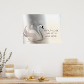 Mooie Zwaan Wit & Zilver Elegant Aangepast Chic Poster (Keuken)
