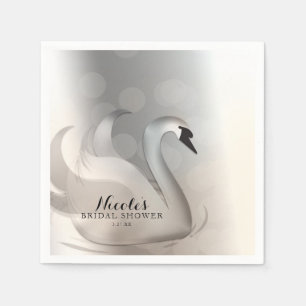 Mooie Zwaan Wit & Zilver Elegant Aangepaste Feest Servet