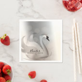 Mooie Zwaan Wit & Zilver Elegant Custom Party Servet (Insitu)