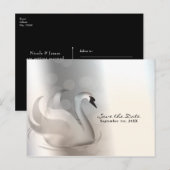Mooie Zwaan Zilver Elegant Chic Bewaar de Datum Aankondigingskaart (Voorkant / Achterkant)