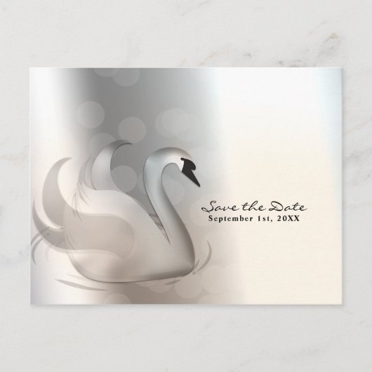 Mooie Zwaan Zilver Elegant Chic Save the Date Aankondigingskaart (Voorkant)