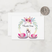 Mooie Zwanen Bedankkaart Notitiekaartje (Voorkant / Achterkant in situ)