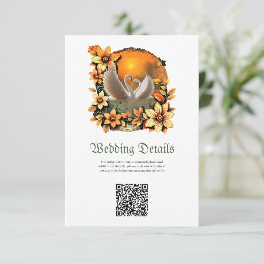 Mooie zwanen in liefde. informatiekaartje (Staand voorkant)