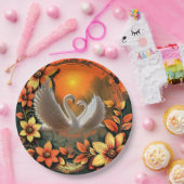 Mooie zwanen in liefde papieren bordje (Feest)