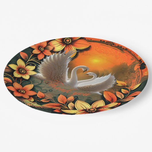 Mooie zwanen in liefde papieren bordje (Gekanteld)