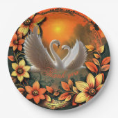 Mooie zwanen in liefde papieren bordje (Voorkant)