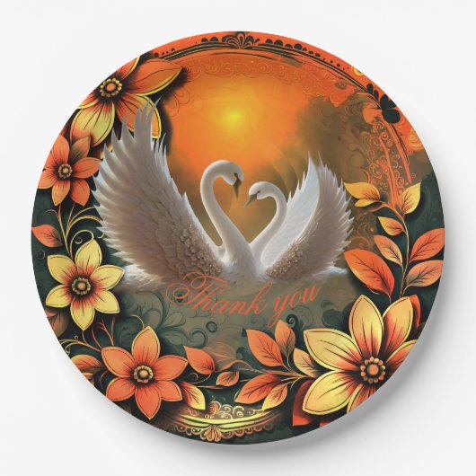 Mooie zwanen in liefde papieren bordje (Voorkant)
