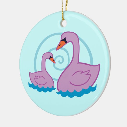 Mooie zwanen keramisch ornament (Links)