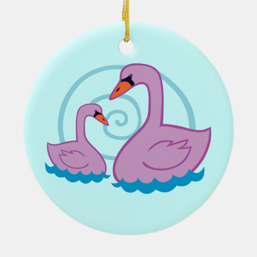 Mooie zwanen keramisch ornament (Achterkant)