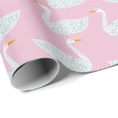 Mooie zwanen Roze en Wit Cadeaupapier (Rol Hoek)