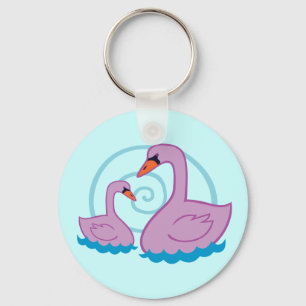 Mooie zwanen sleutelhanger