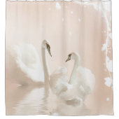 Mooie zwanen Waterverf Douchegordijn (Voorkant)