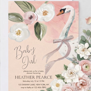 Mooie Zwanenprinses Betoverd Meisje Baby Shower Kaart