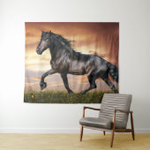 Mooie Zwarde Paard Wandkleed (In Situ (horizontaal))