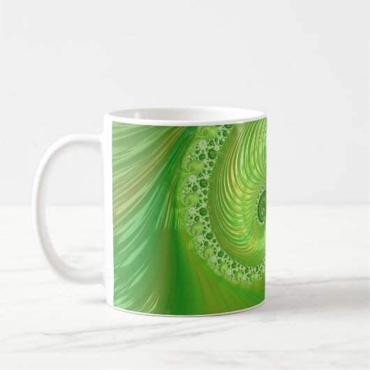 Mooie zwart-chromatische groene fractaal koffiemok (Links)