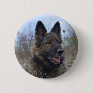 mooie zwart en bruine Duitse herdershond puppy Ronde Button 5,7 Cm
