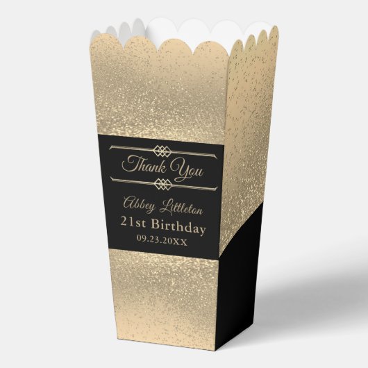 Mooie zwart en goud glitter bedankdoosjes (Voorkant)